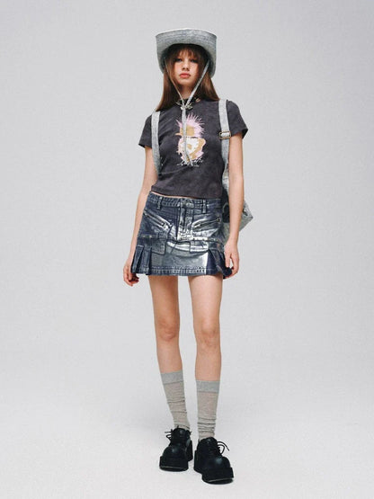 A-line denim skirt