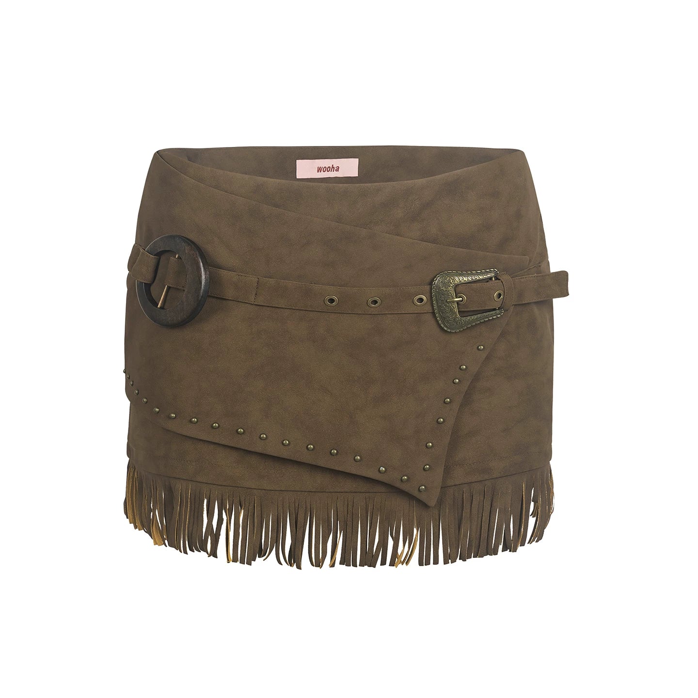 Retro Imitation Suede Tassel Skirt
