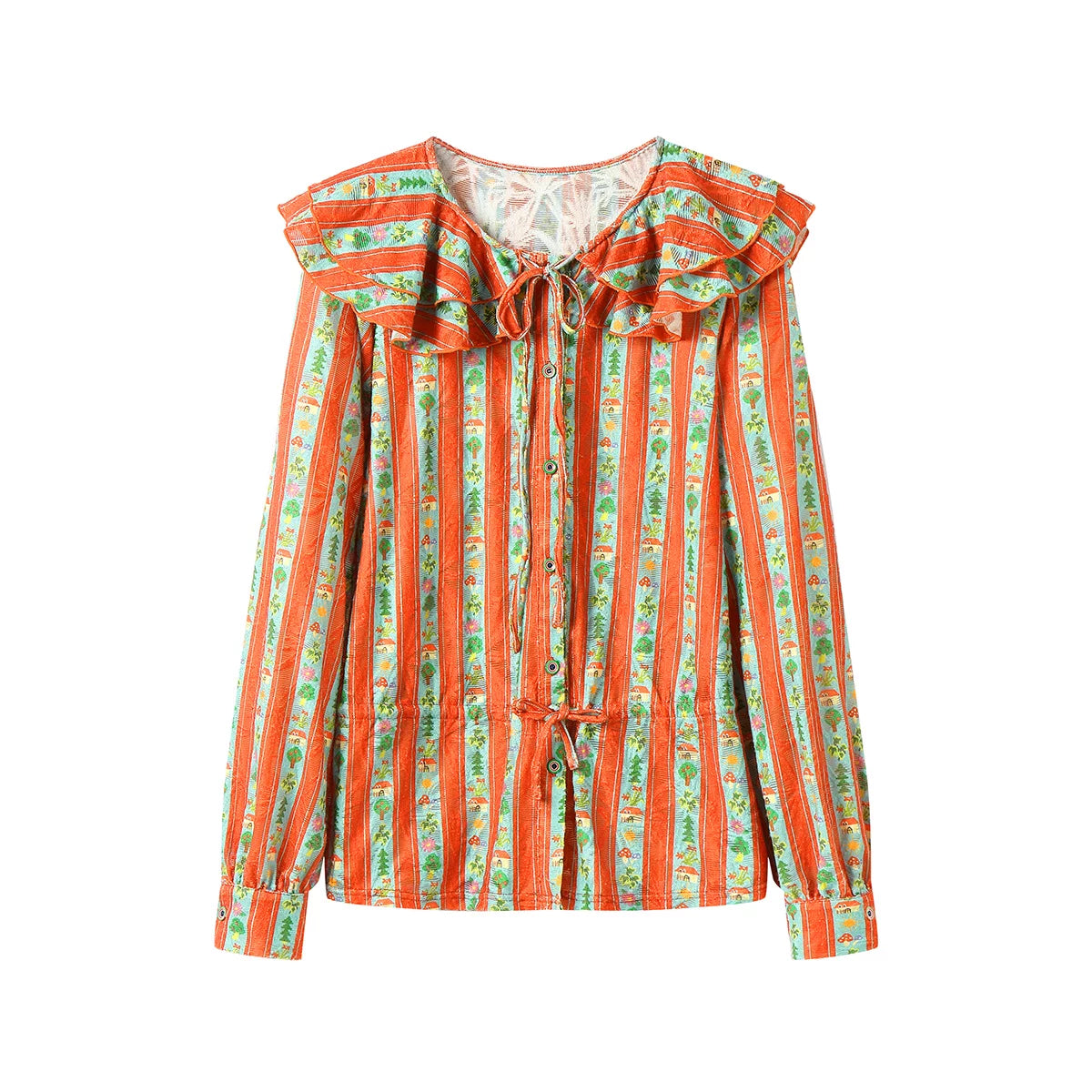 Red and Green Lace Blouse