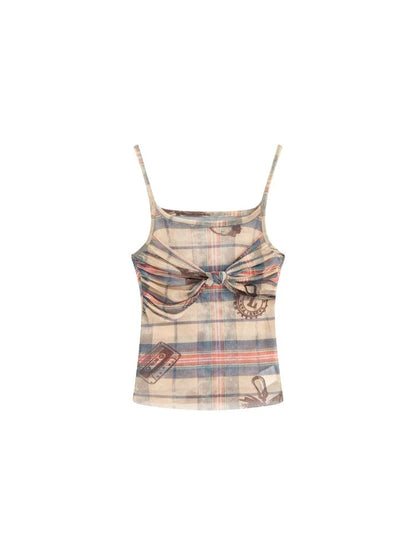 Plaid ribbon camisole