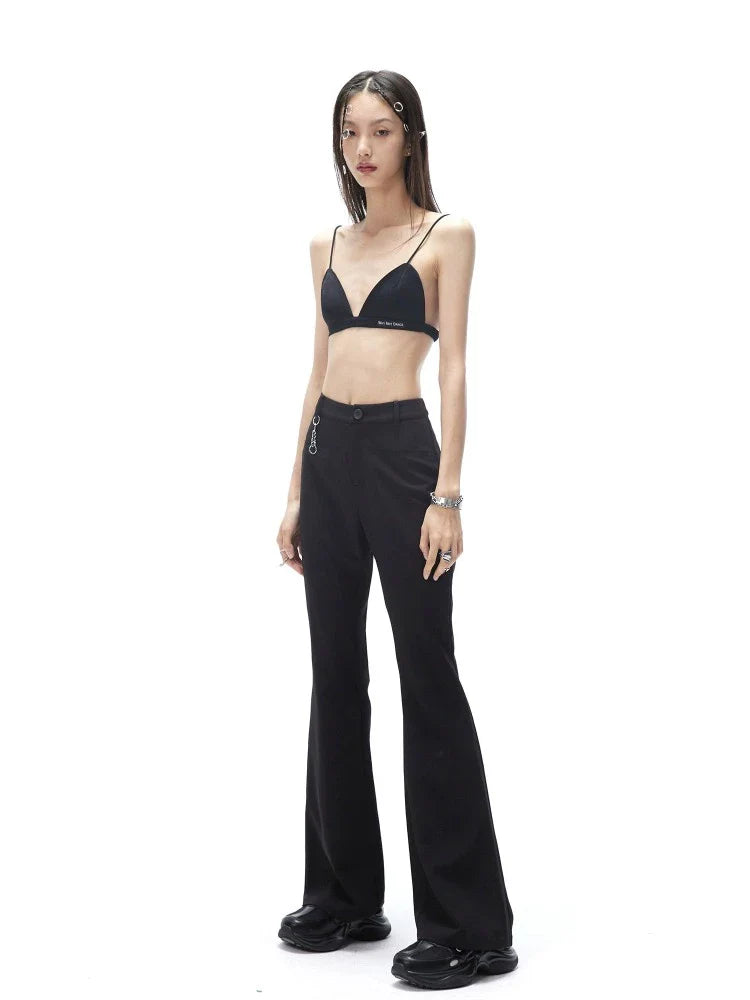 High waist slim casual pants