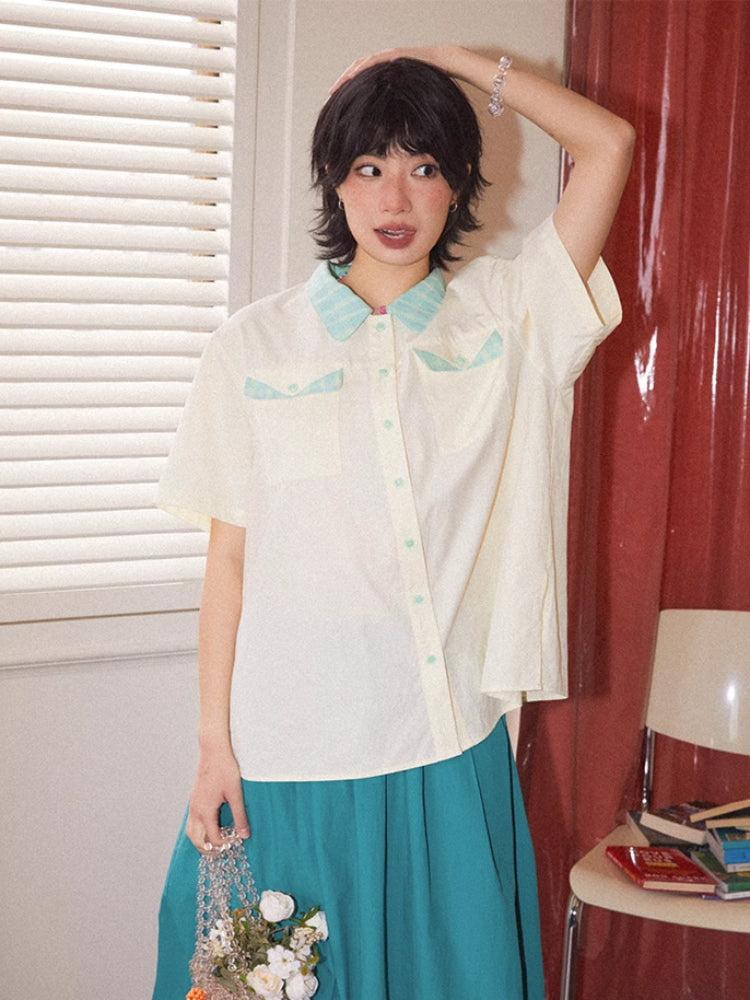 Retro loose short sleeve shirt