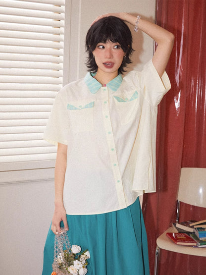 Retro loose short sleeve shirt