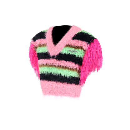 Striped knitted warm outer