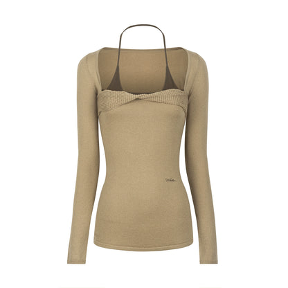 Color-Block Halter Knit Sweater