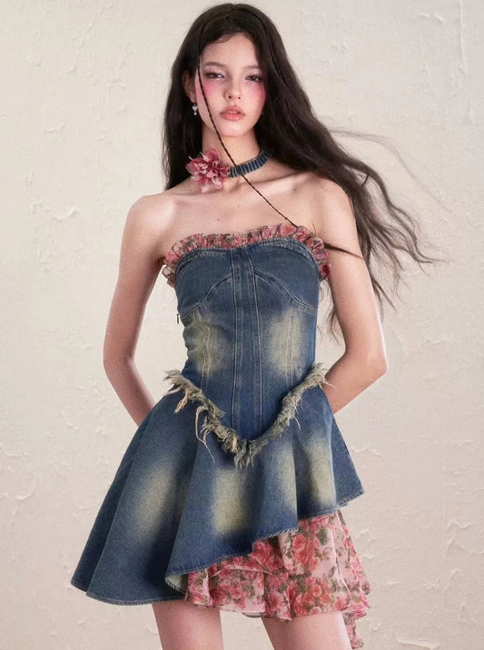 waist denim dress