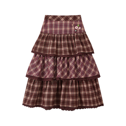 Dark Brown Hooded Jacket Skirt Set-Up