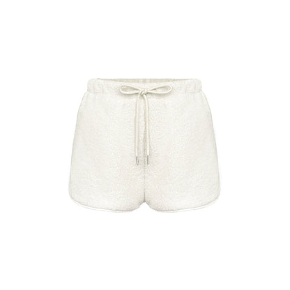 White Fur Elasticated Waist Shorts