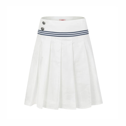 College Style Mid-Length Pleated Skirt