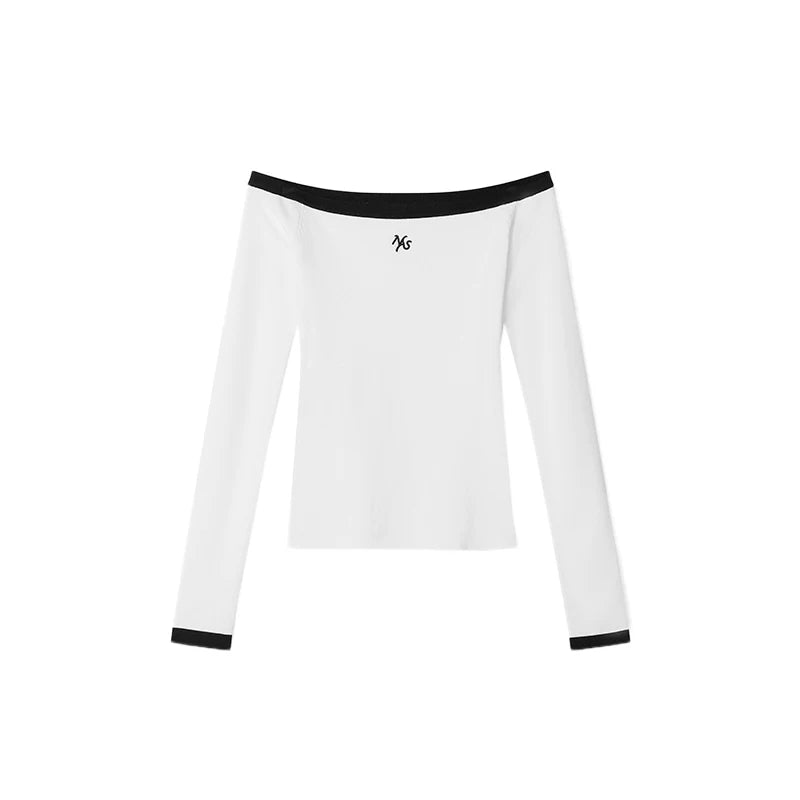 Color-Block Off-Shoulder Knit Top