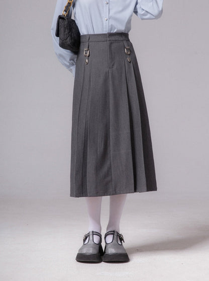 Japanese buckle-pressed pleated skirt