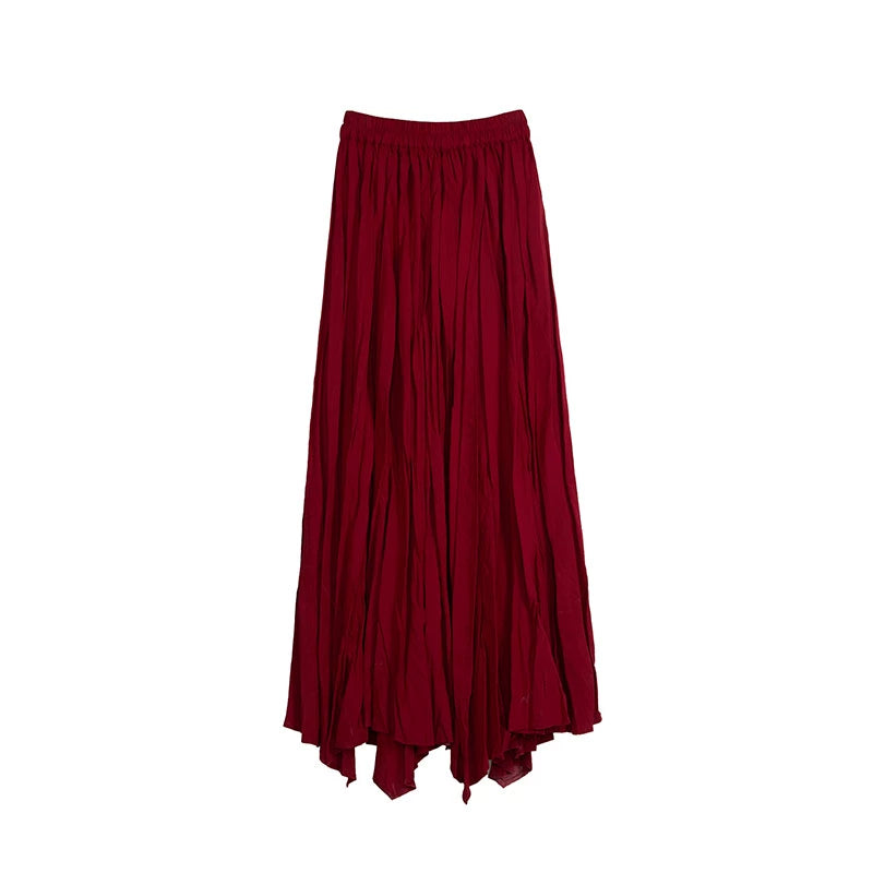 Pink Pleated A-line Skirt