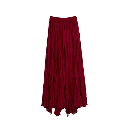 Pink Pleated A-line Skirt