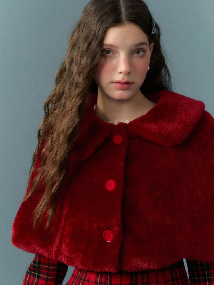 Christmas girl short fur coat