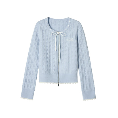 Blue Wool Knit Cardigan