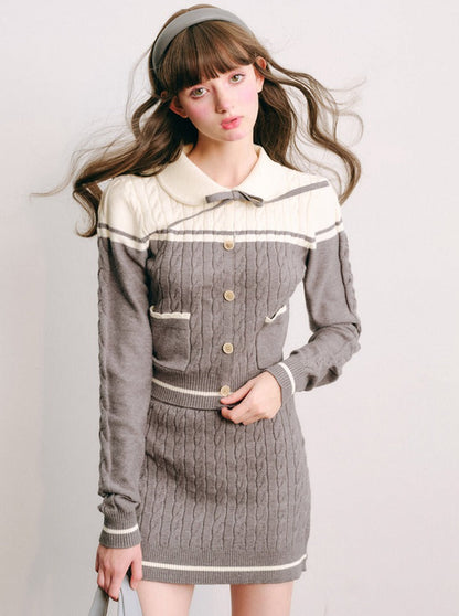 Knitwear Skirt And Jacket Set