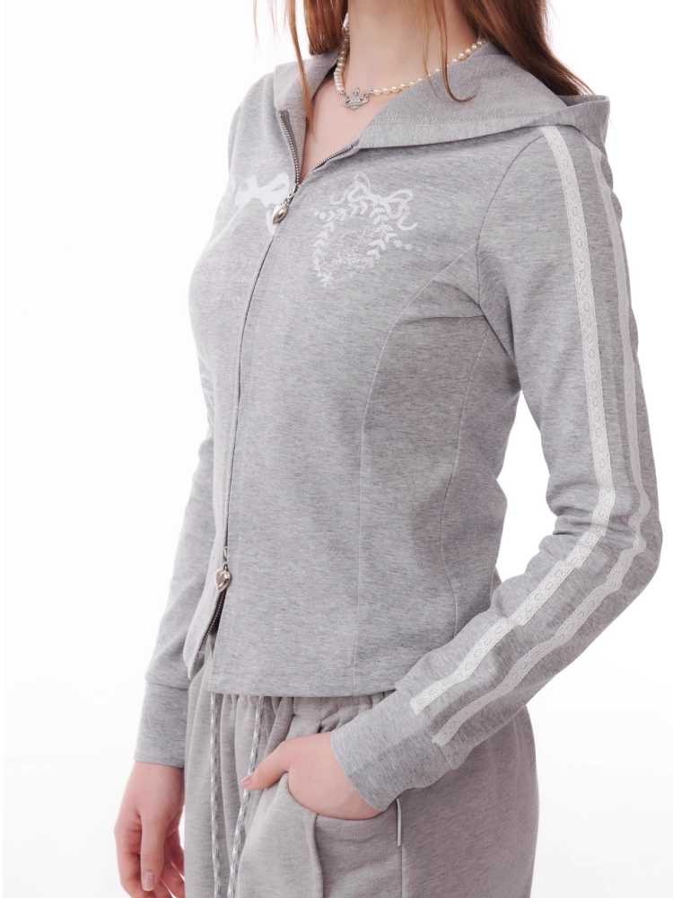 Slim hooded zipper sweatshirt