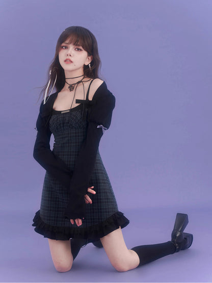 Sexy plaid suspender dress