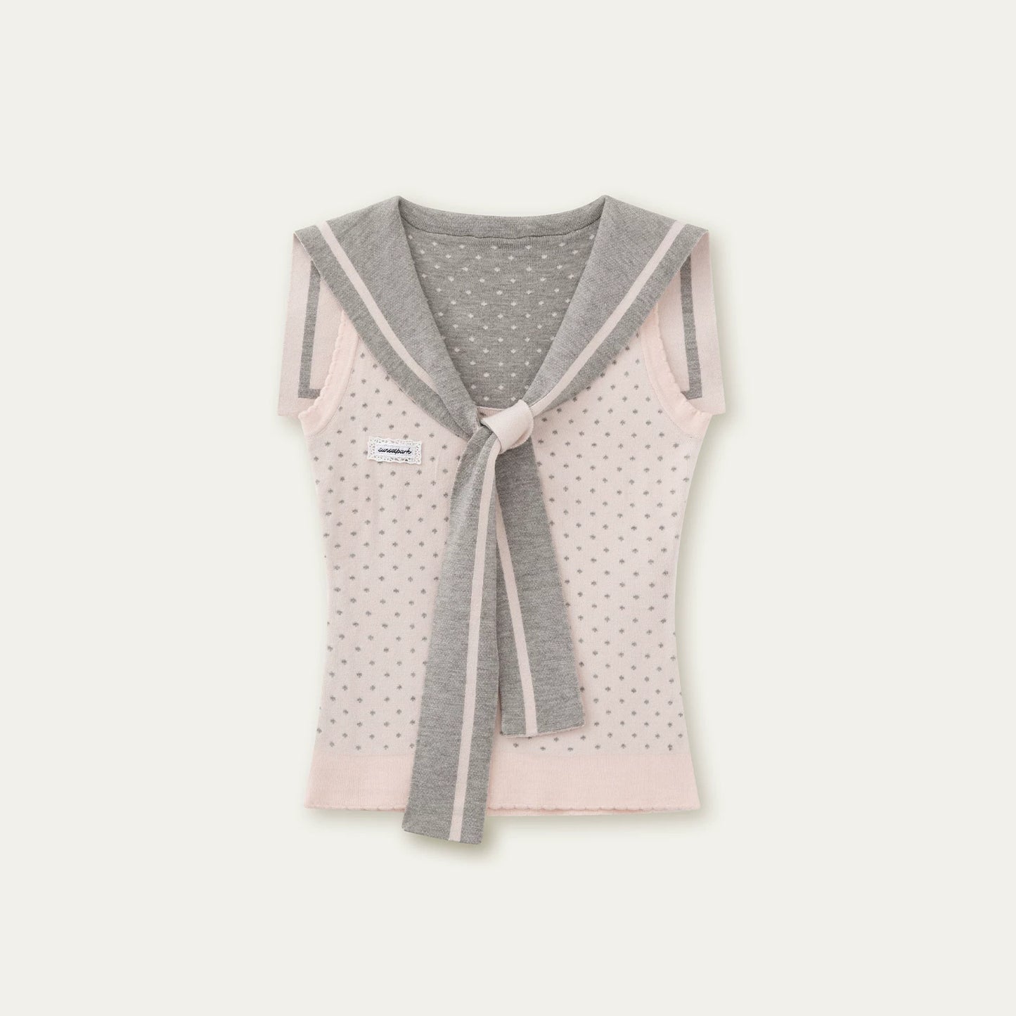 Navy Polka Dot Knit Vest