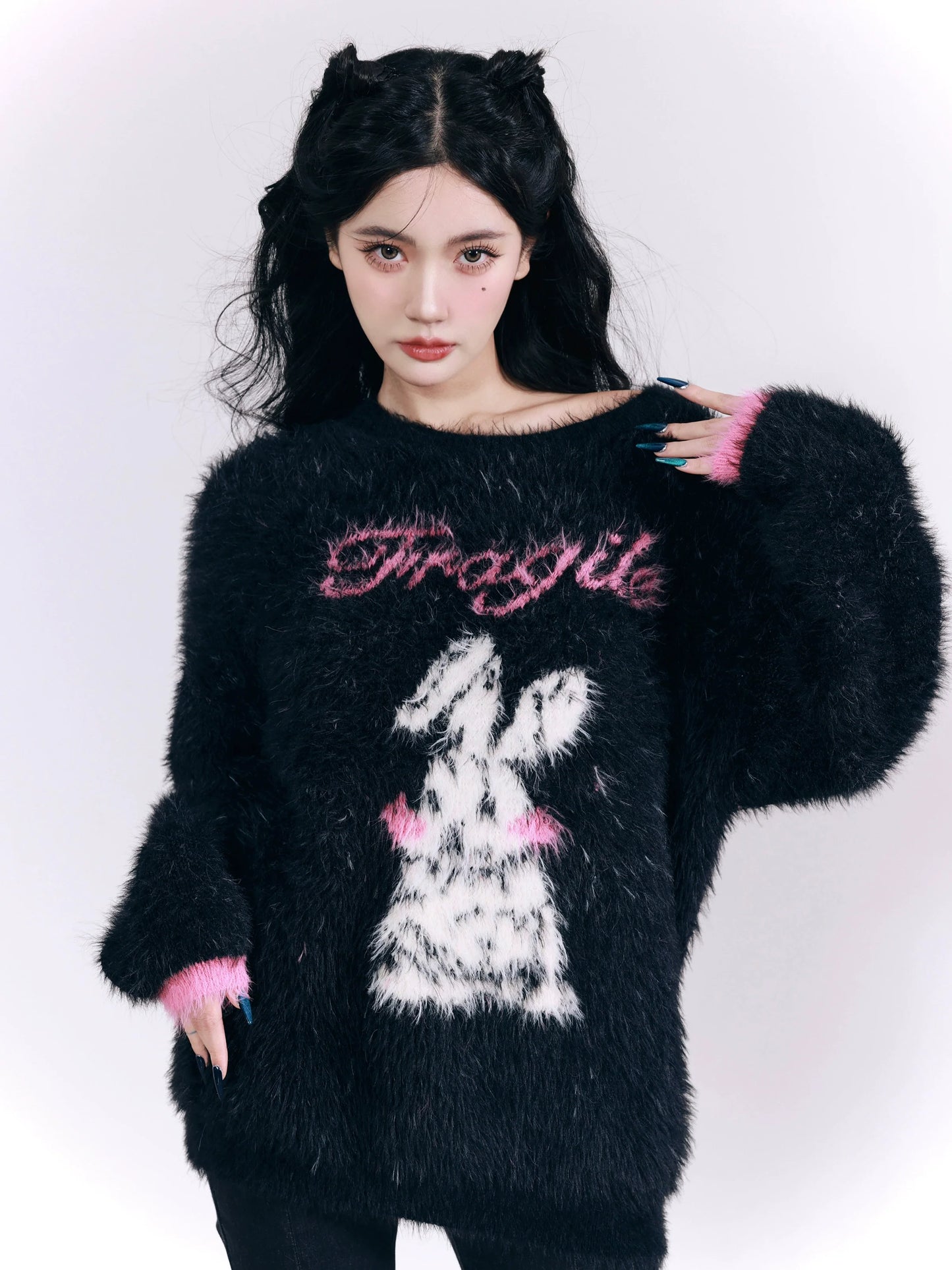 Imitation mink fur thickened sweater top