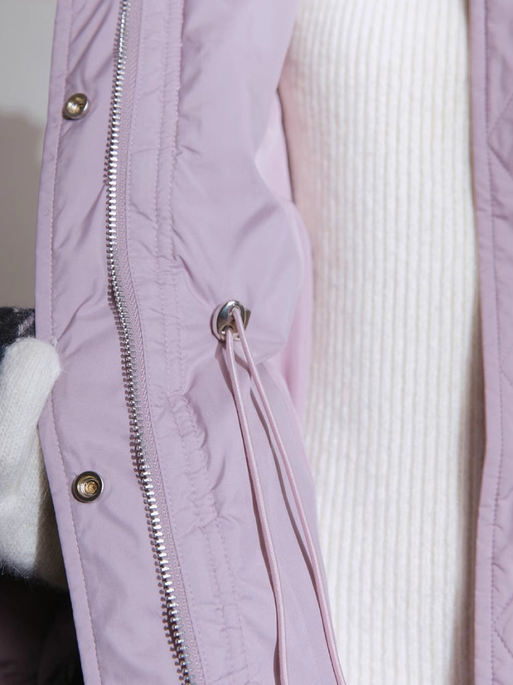 Purple diamond long down jacket