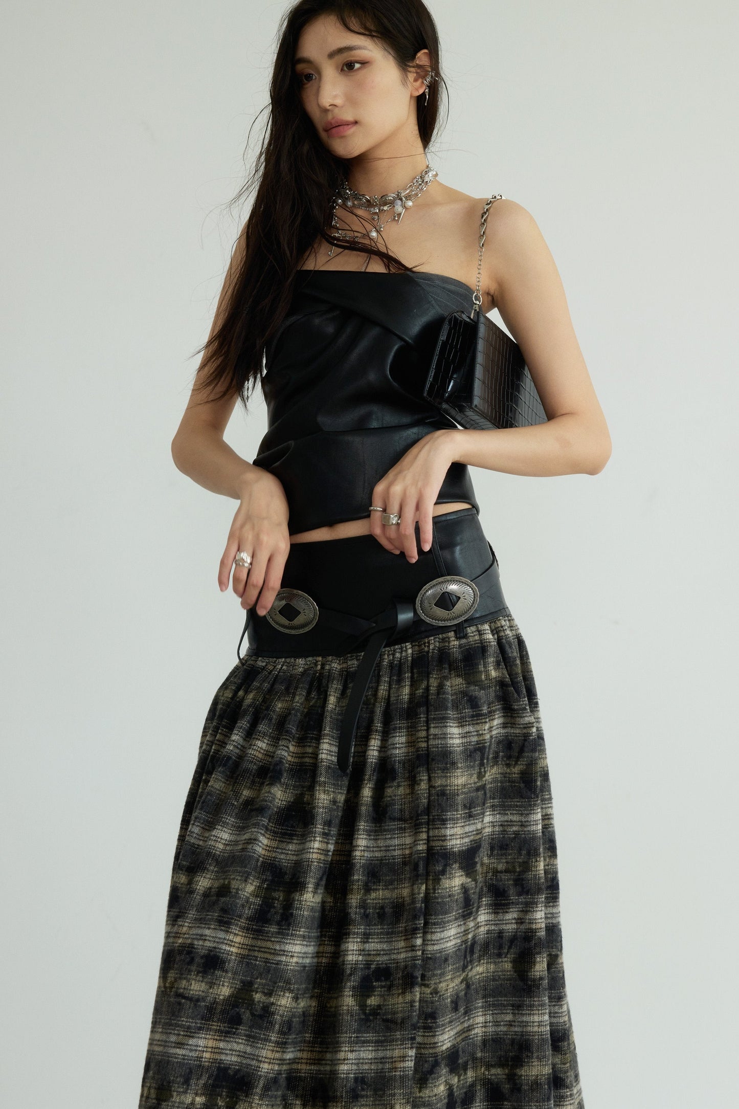 Retro Decadent Plaid Maxi Skirt