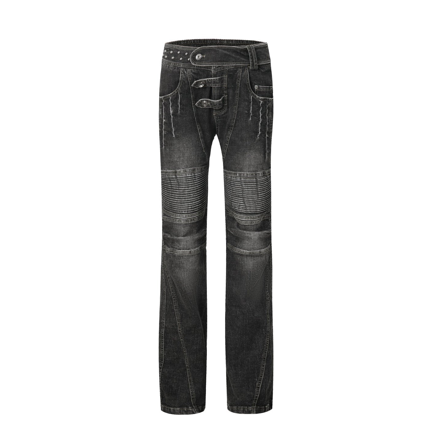 Motorcycle Style Low-Rise Casual Jeans
