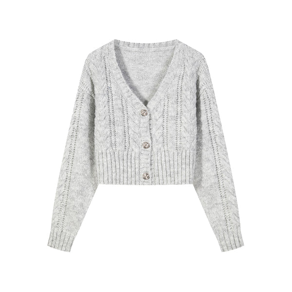 Grey Twisted Knit Cami Set-Up