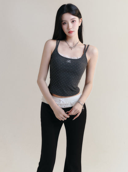 Polka Dot Lace Edge Knitted Top