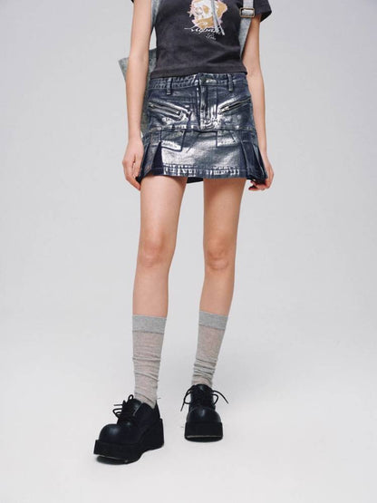 A-line denim skirt