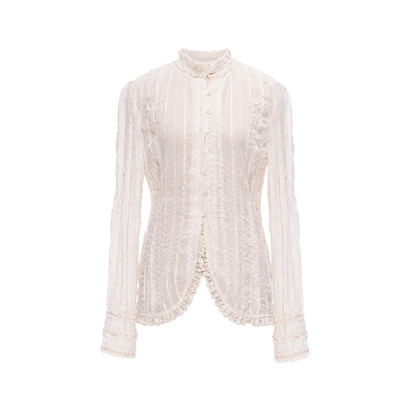 Retro Beige Lace Cardigan Top