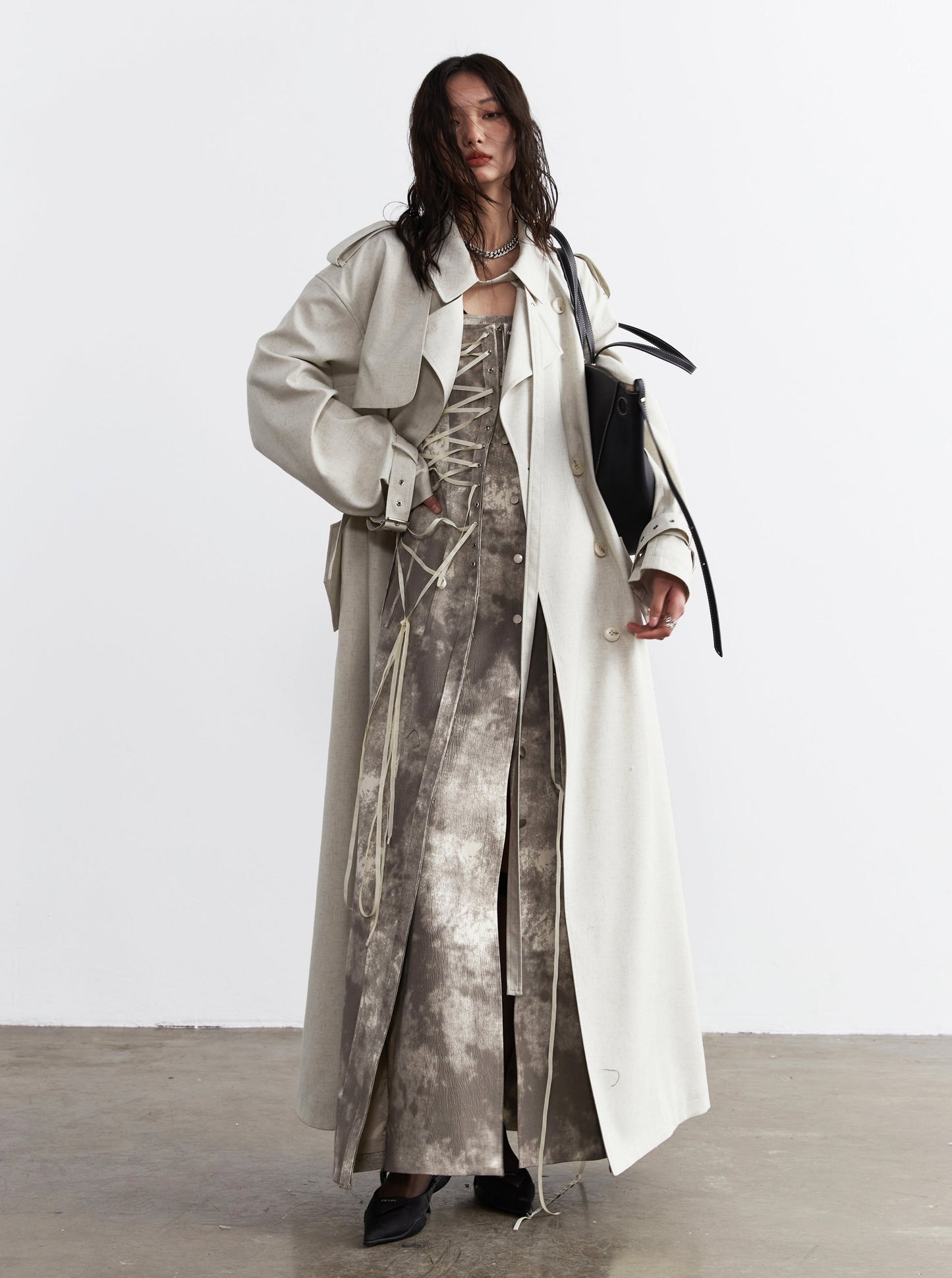 Decorated Genderless Long Trench Coat