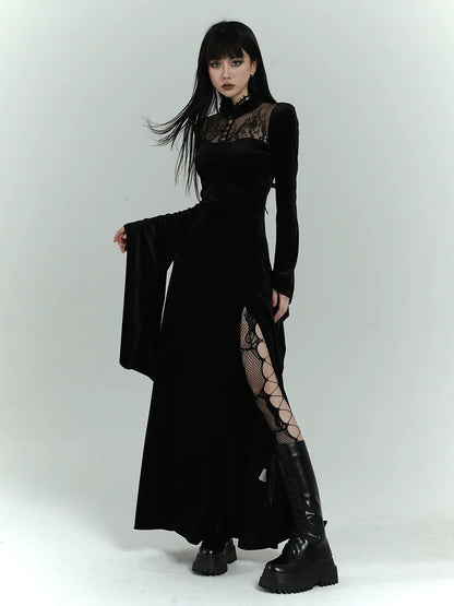 Gothic Velvet Drapy Long Dress