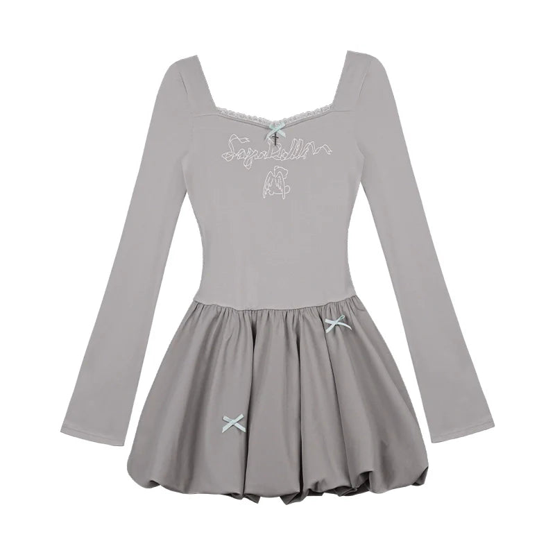 Girly Gray Knitted Princess Dress