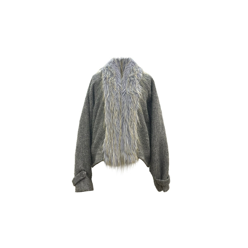 Gray Wool Batwing Coat