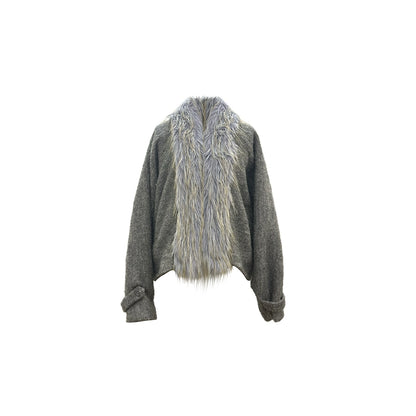Gray Wool Batwing Coat