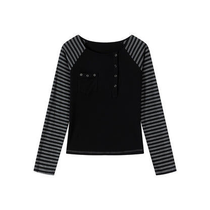 Autumn Contrast Striped Long Sleeve T-Shirt