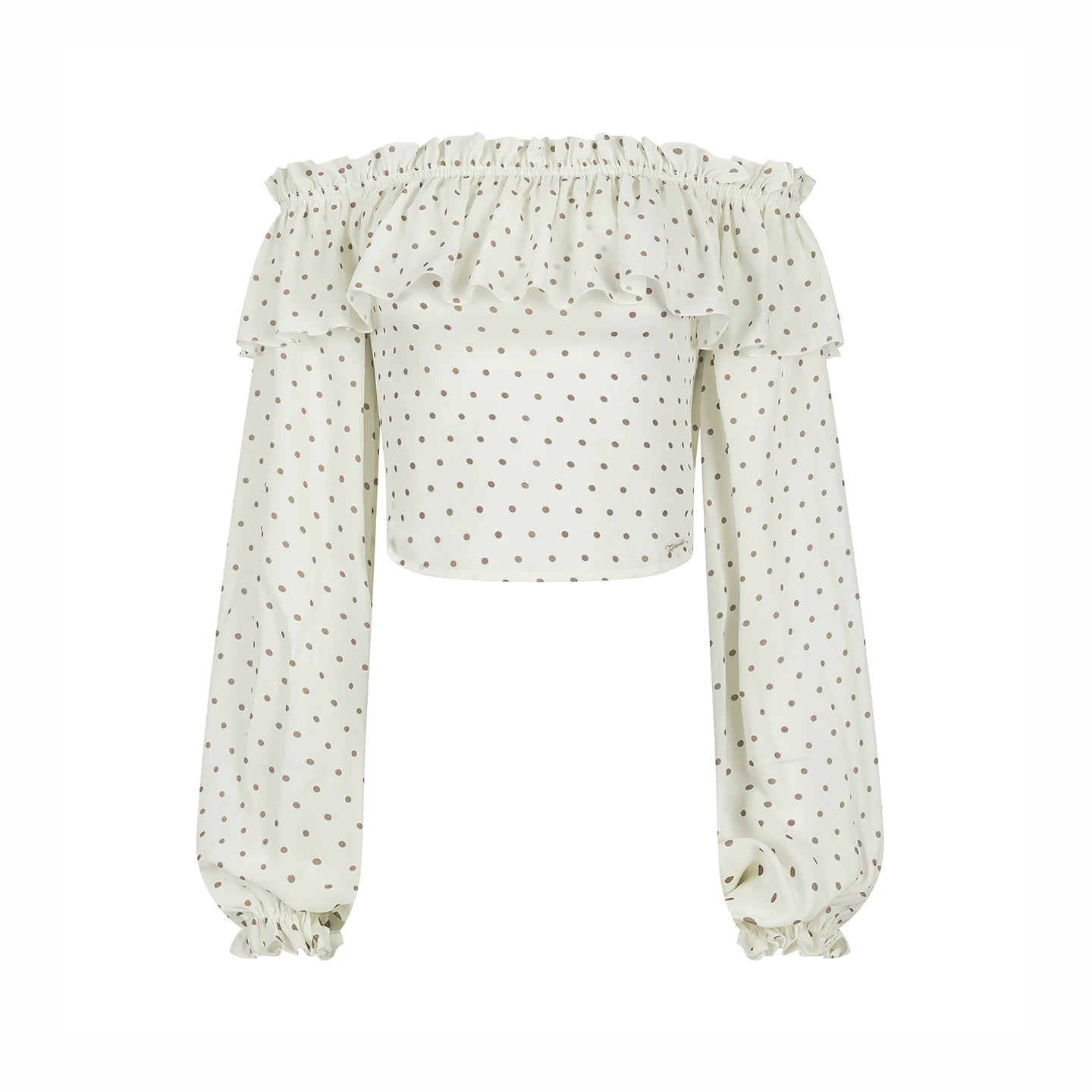 Ruffled Off-Shoulder Chiffon Blouse