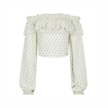 Ruffled Off-Shoulder Chiffon Blouse