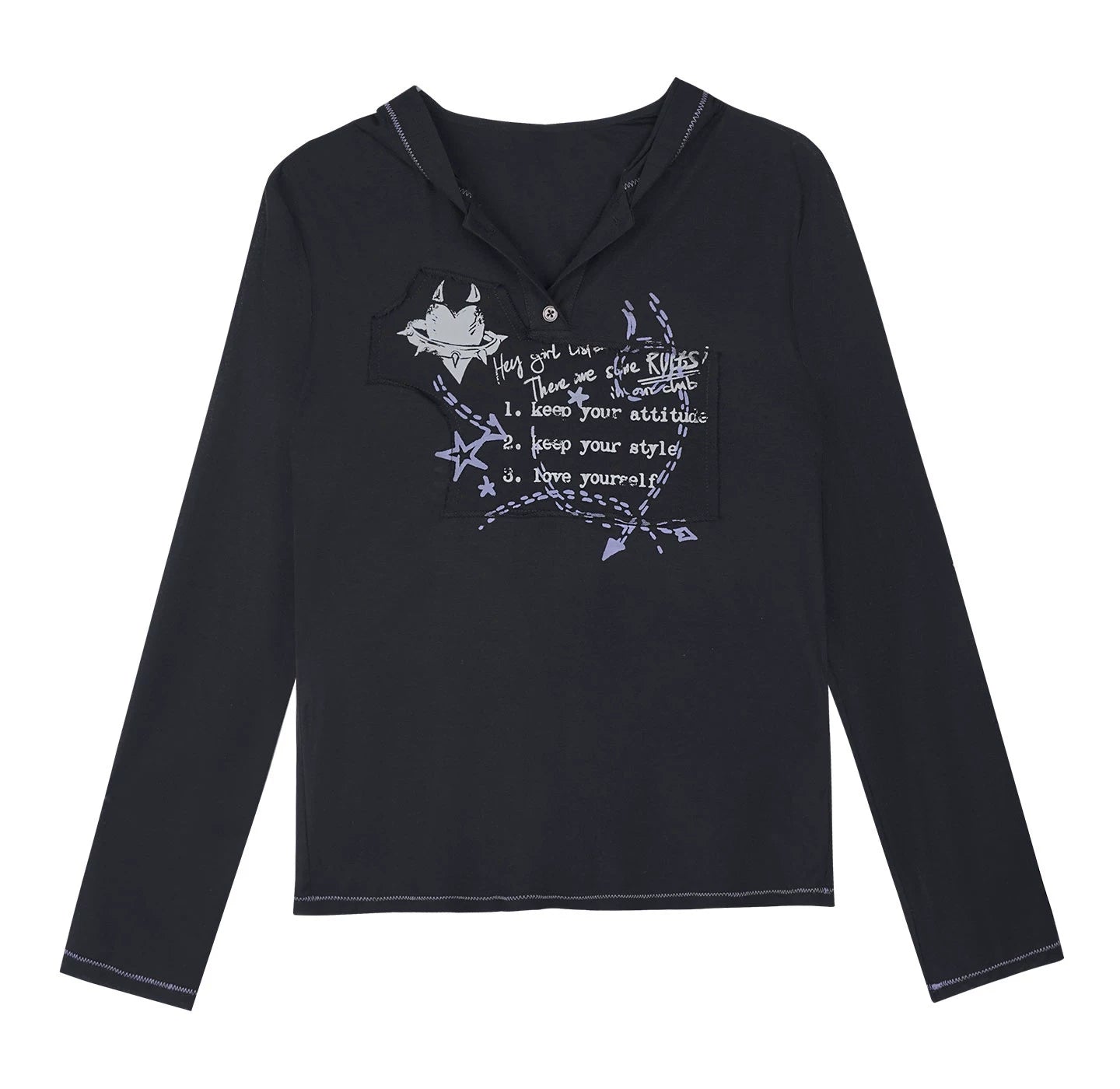 Mesh Graffiti Hooded Top Matching Set