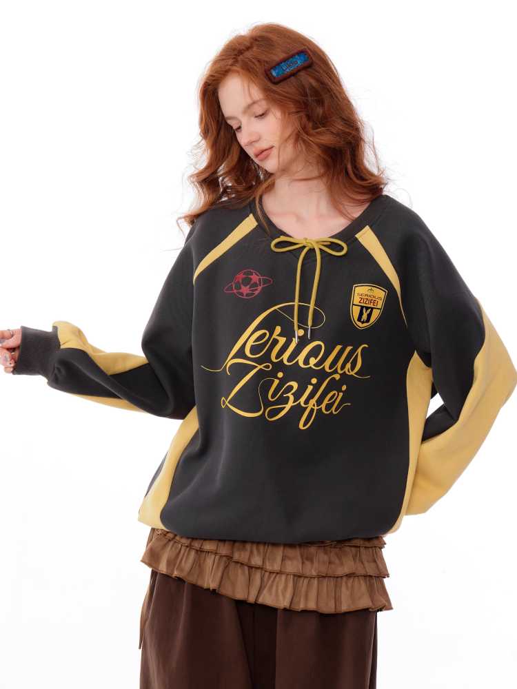 Sports style loose sweatshirt