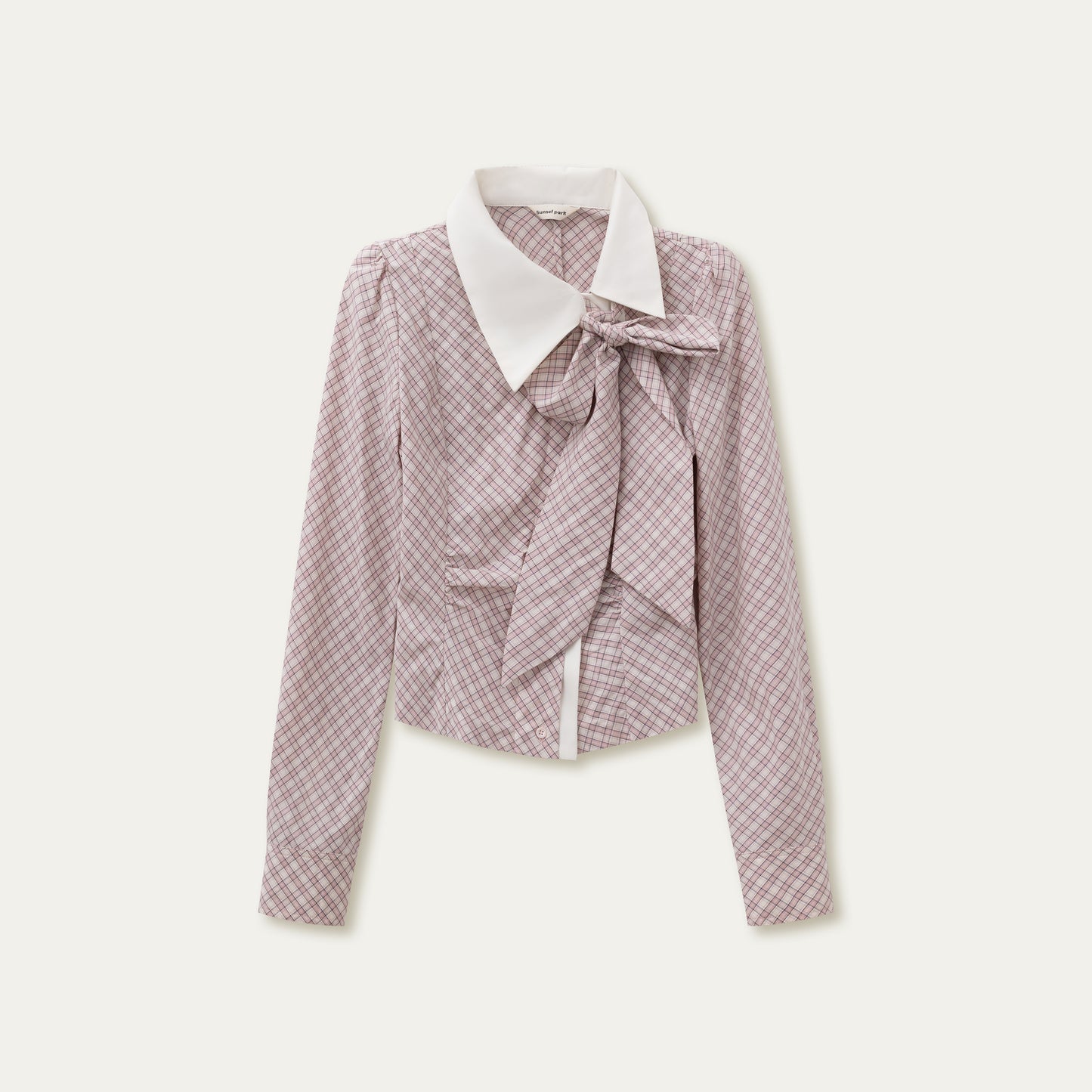 Diagonal Fly Detachable Ribbon Shirt