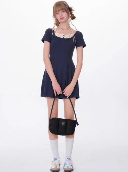 Fake two piece short sleeve dress