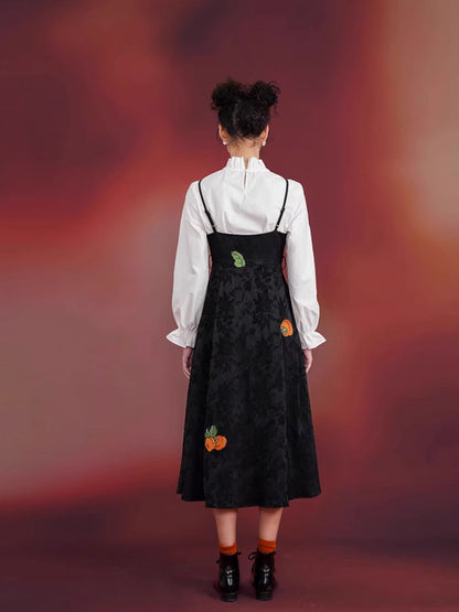 Chinese style embroidery suspender dress