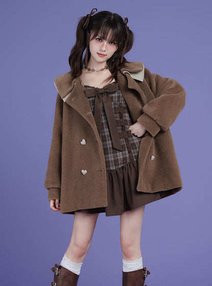 Lapel padded thick coat