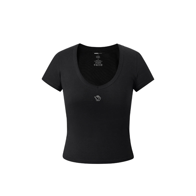 Supmia V-Neck Slim Shoulder T-Shirt