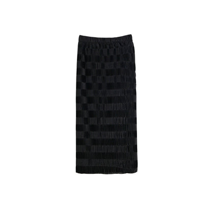 Mercerized Pleated Check Skirt