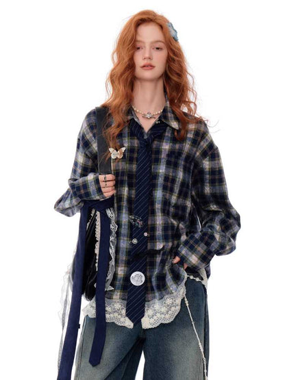 Plaid loose shirt