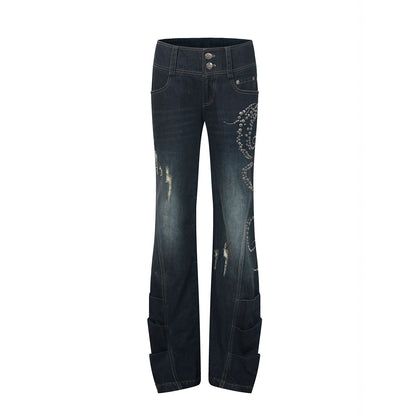 Vintage Straight Bootcut Distressed Jeans