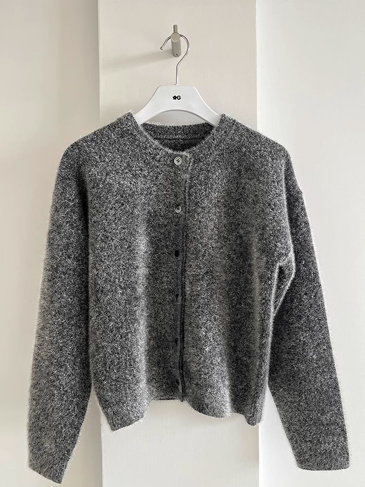 Gray knit cardigan